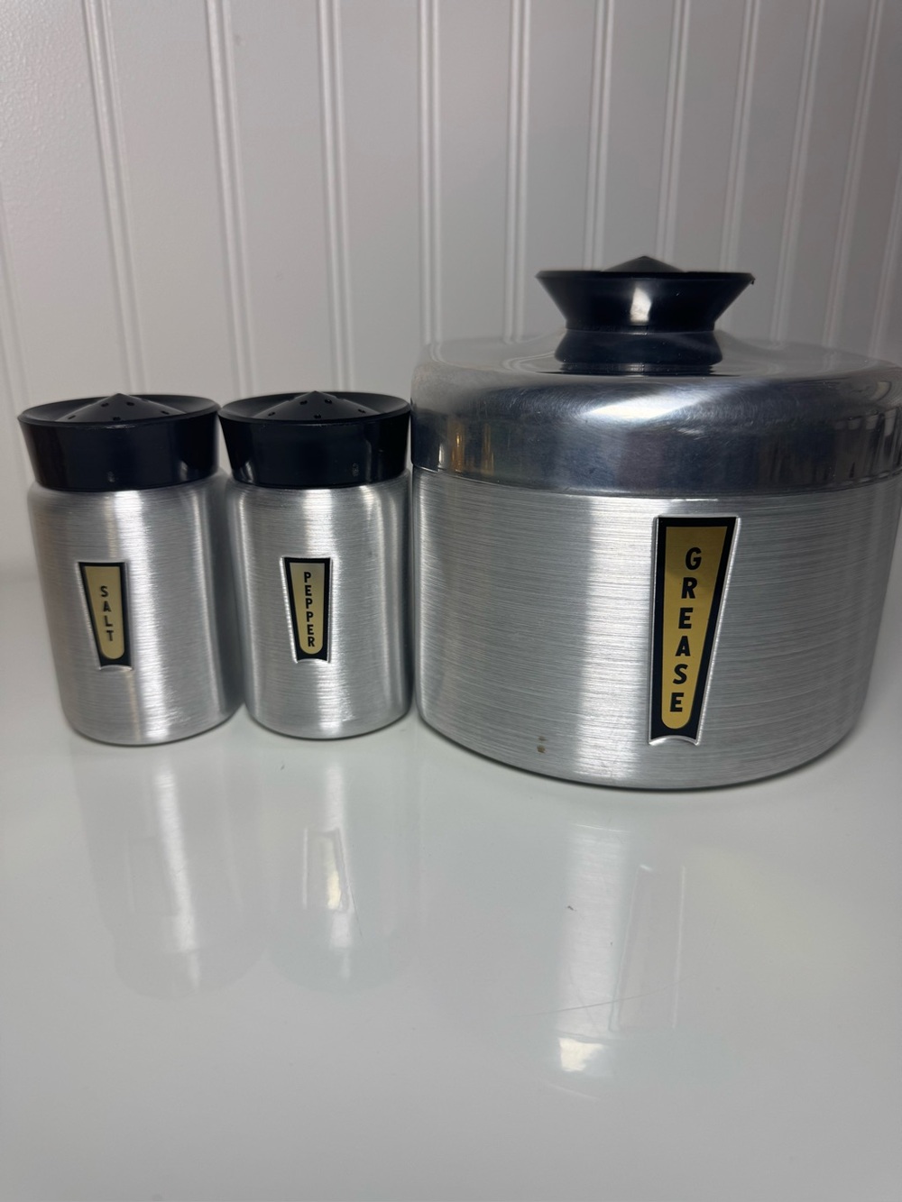 KROMEX Silver Grease Canister with Salt & Pepper Shakers - Classic Kitchen Set